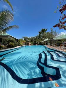 a large swimming pool with blue water at Highland Bungalows in Nungwi