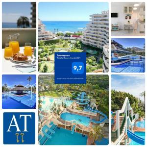 een collage van foto's van een resort bij EL ESTUDIO DE LA PLAYA BENALBEACH Holidays Deluxe in Benalmádena