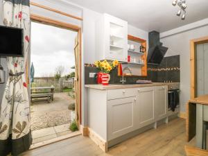 a kitchen with a sink and a counter at Tiny Willow in Blandford Forum