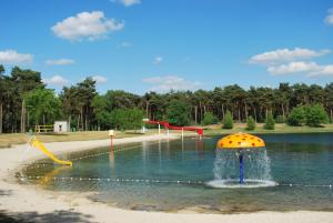 a water park with a water slide in the water at Glamping Limburg in Oostrum