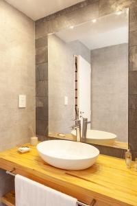 a bathroom with a large white sink and a mirror at Il TRAMONTO in San Antonio de Areco