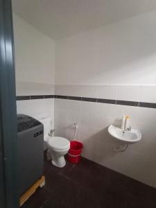 een badkamer met een toilet en een wastafel bij Kyra's Homestay Melaka in Merlimau