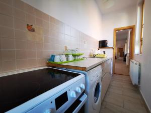 a kitchen with a washer and dryer at Casa Geppetto in Sibiu