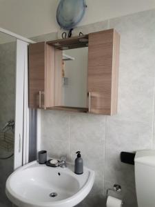 een badkamer met een wastafel en een spiegel bij L&l in Acerenza