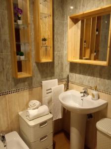 La salle de bains est pourvue d'un lavabo et de toilettes. dans l'établissement Apartamento buena vista, à Almáchar