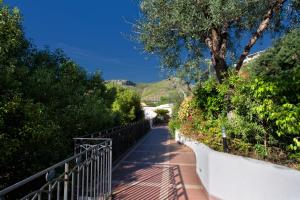 a walkway with a fence and trees and bushes at Virgilio Grand Hotel in Sperlonga