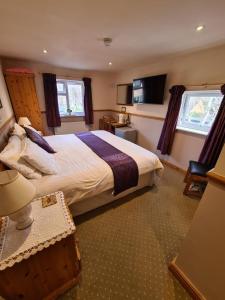 a bedroom with a large bed and two windows at Alington House in Cambridge