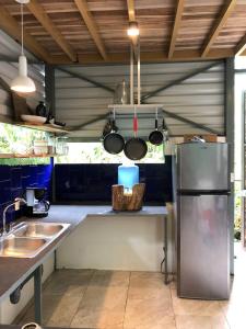 Kuhinja oz. manjša kuhinja v nastanitvi Perezoso Villa. Jurassic Park loft in the jungle