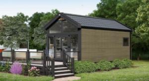 a small wooden shed with a staircase in a yard at Inverness Lodge-Sleeps 4-Parking-15 min to centre in Inverness