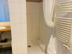 uma casa de banho com um chuveiro e um lavatório. em Mirabeau Studio em Aix-en-Provence