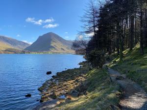 a view of a lake with mountains in the background at Pillar House in Cockermouth