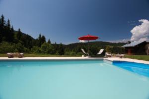 Bazén v ubytování Hotel Le Tetras nebo v jeho okolí