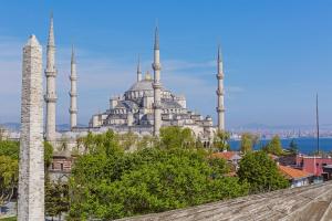 a view of a mosque with its blue domes at Hotel Spectra Sultanahmet in Istanbul
