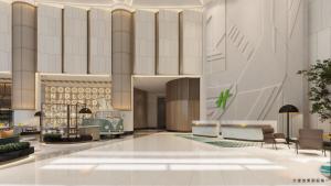 a rendering of the lobby of a hotel at Holiday Inn Shanghai Nanjing Road by IHG in Shanghai