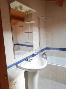 y baño con lavabo, ducha y bañera. en Dúplex Vallespín, en Ávila