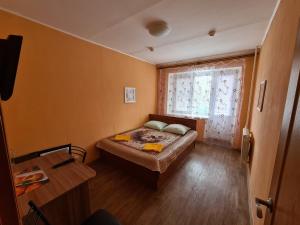 バラショフにあるГостиница Юбилейнаяの小さなベッドルーム(ベッド1台、窓付)