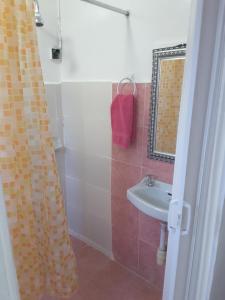 un baño con lavabo y espejo en DENOBASE MILIMANI, en Nairobi