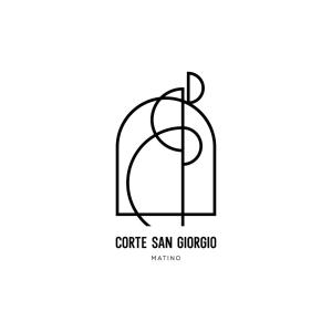 a letter s in a glass jar logo at Corte San Giorgio in Matino