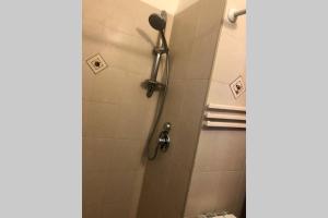 a shower with a shower head in a bathroom at דירת נופש - עין כרם in ‘En Kerem +11 photos