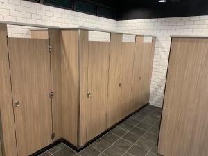 a row of wooden lockers in a room at Sla Ulay Backpacker Hostel in Wulai