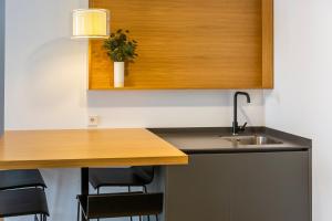 Kuchyň nebo kuchyňský kout v ubytování Aquitania Home Suites