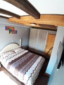 1 dormitorio con 1 cama en una habitación en Apartament Mario en Sibiu