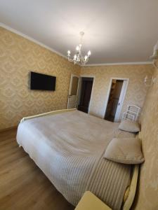 - une chambre avec un grand lit et une télévision dans l'établissement ЖК преміум класу Оселя Парк, à Loutsk