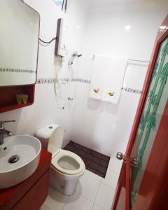 a small bathroom with a toilet and a sink at Mirian Sky in Gaafaru