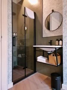 a bathroom with a shower and a sink at B&B De Stadssingel in Steenwijk +19 photos