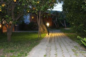 a street light in the middle of a sidewalk at Yildiz Pension Bungalows in Cıralı