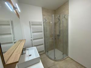 Et badeværelse på Apartments Freitag - H1