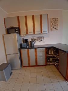 a kitchen with a refrigerator and a counter top at WALDFEE in Bodenmais