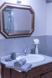a bathroom sink with a mirror on top of it at BRIXIA LUXORY & LOFT in Brescia