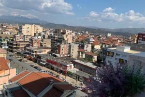 uitzicht op een stad met gebouwen en bergen bij Appartamento Nr. 27. Centrale e luminoso. in Shkodër