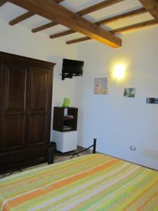 1 dormitorio con 1 cama y TV de pantalla plana en Agriturismo Il Colto en San Gimignano