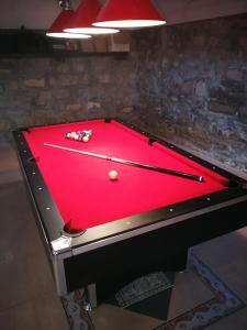 A pool table at Th e White House in Palamartsa
