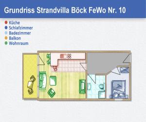 Grundriss der Unterkunft Strandvilla Böck FeWo 10 strandnah, Balkon, Meerblick