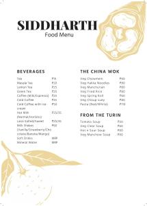 a menu of the chinese food menu with a picture of an onion at Hotel Siddharth in Tanakpur