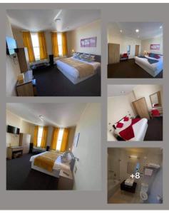 
a collage of photos of a hotel room at Elsinore Hotel Llandudno in Llandudno
