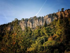 a mountain in the middle of a forest at Outlanders Tribe Hostel in Split