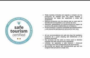 a brochure for a safe tourism center at SeaHomes Vacations, FENALS BEACH&CHIC, pk, top apartment full equipped in Lloret de Mar