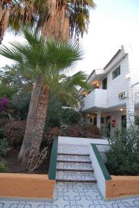 una casa con palmeras frente a un edificio en Paradero II, en Playa de las Américas