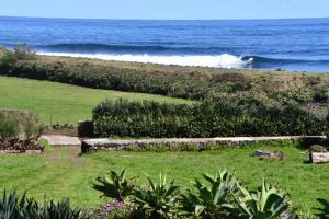 een surfer op een golf in de oceaan bij Caldeira Guesthouse in Fajã da Caldeira de Santo Cristo