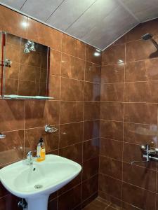 a bathroom with a sink and a mirror at Guest House IBERIA in Mtskheta +22 photos