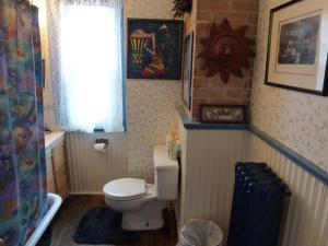 a bathroom with a toilet and a window at Auberge King Edward Bed and Breakfast in Ottawa