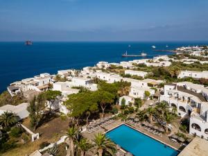 an aerial view of a resort with a swimming pool at Hotel La Sciara in Stromboli