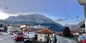 a view of a town with a mountain in the background at Приключение в Триград in Trigrad