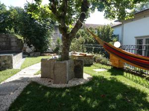 uma rede ao lado de uma árvore num quintal em Casa do Ribeirinho em Amarante