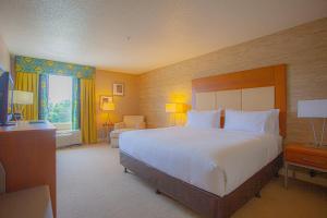 a bedroom with a large bed in a hotel room at Holiday Inn & Suites Spring - The Woodlands in Spring +65 photos