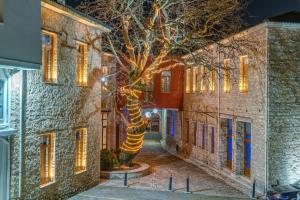 a tree in the courtyard of a building at Alexios Luxury Hotel in Ioannina